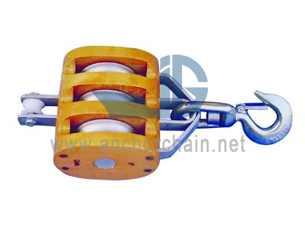Amerikanischer Holzblock Triple mit drehbarem Hakentyp