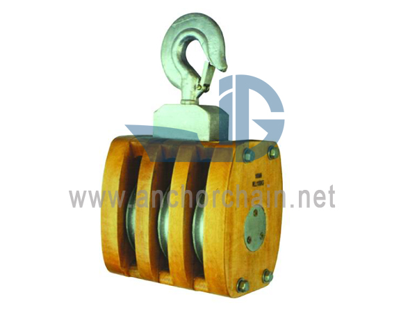 JIS F3426 Ships Innengebundener Holzblock Triple mit Haken