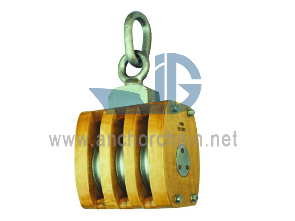 JIS F3426 Schiffsintern gebundener Holzblock Triple mit Link