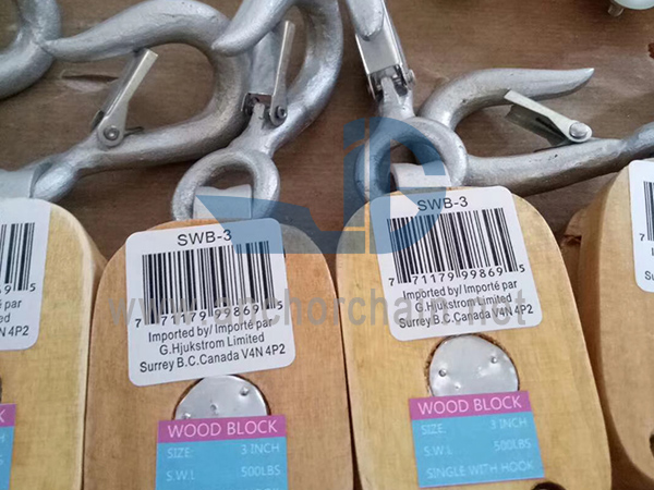 JIS F3426 Schiffsintern gebundener Holzblock einzeln mit Haken