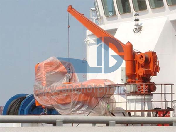 Einarmiger hydraulisch schwenkbarer Rettungsfloß-Davit